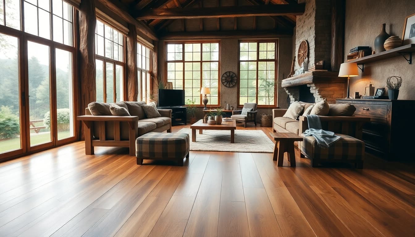 Showcasing best lvp flooring in a rustic living room with natural light and warm tones.
