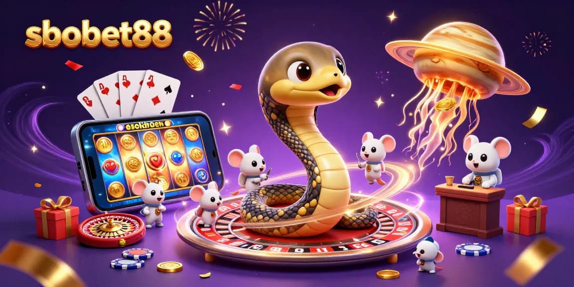 Betting on sbobet88 with engaging cosmic characters in a vibrant casino scene