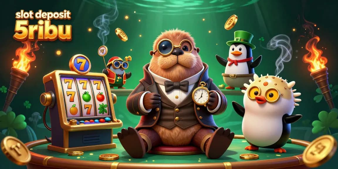 Engage in thrilling gameplay with slot deposit 5ribu at this vibrant underwater casino illustration.