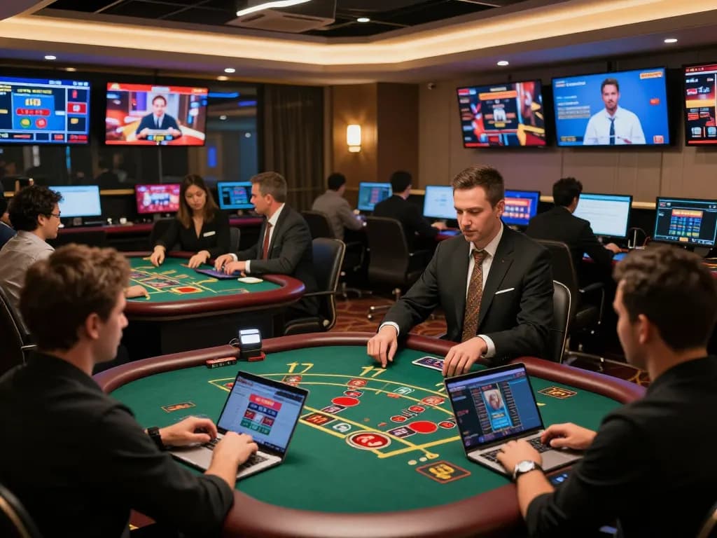 HB88 players enjoying live dealer games on their devices, showcasing an interactive online casino experience