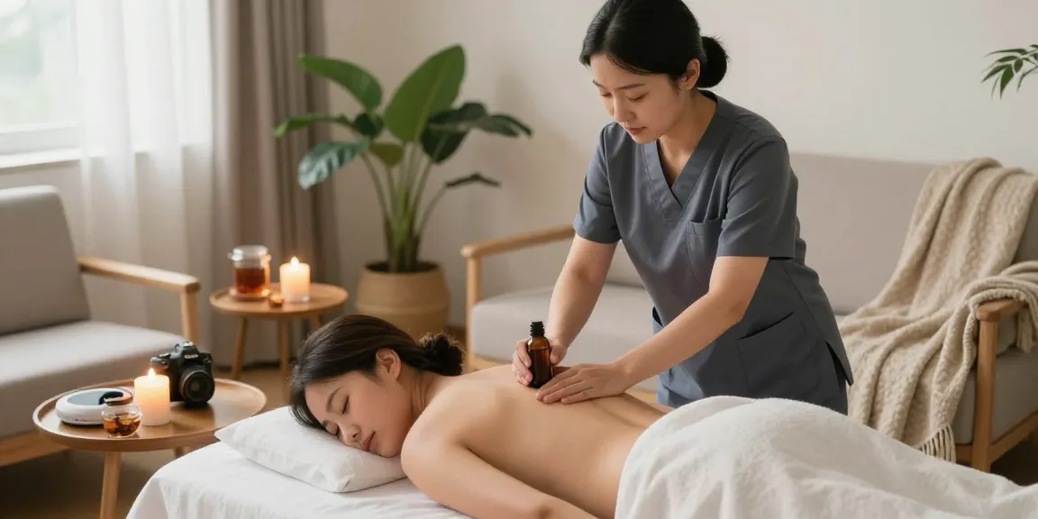 Soothing 모란출장안마 massage session in a serene home spa environment.