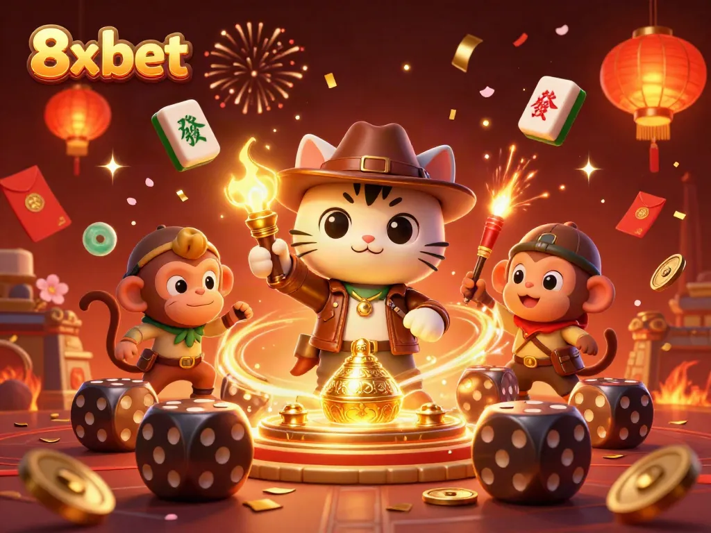 Engage with 8x bet in a vibrant casino adventure with dynamic characters and dazzling effects.