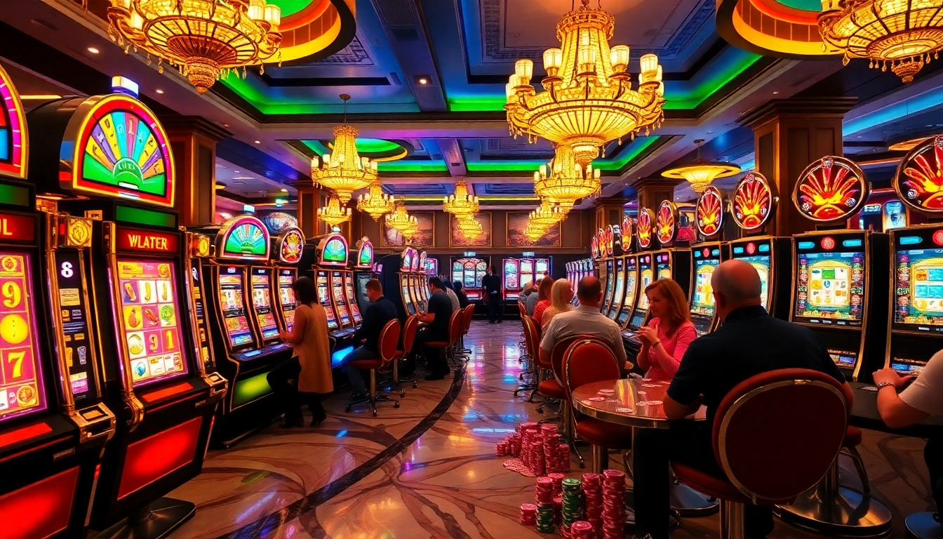 Players enjoying thrilling Slot machine games in a vibrant casino atmosphere.