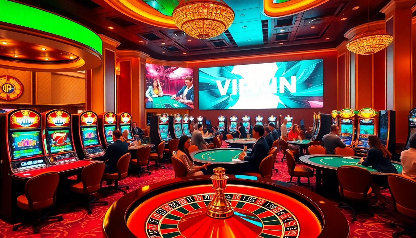 Experience the thrill of vipwin khuyến mãi in an upscale casino environment with luxurious gaming tables.
