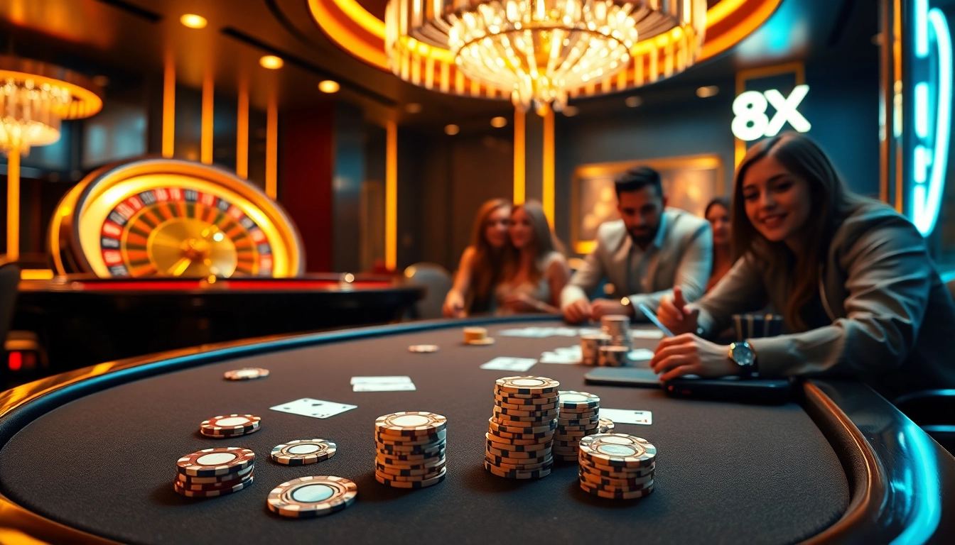 Experience the thrill of winning at the 8XX poker table in a luxurious casino setting.