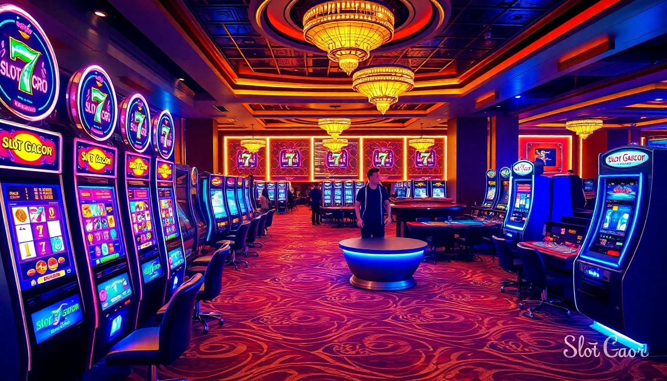 Experience the thrill of Slot Gacor with players enjoying a vibrant casino atmosphere filled with excitement.