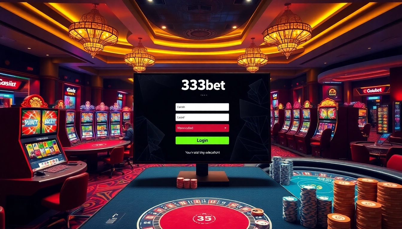 Experience the thrill of gambling with the 333bet Login interface in a luxurious casino setting.