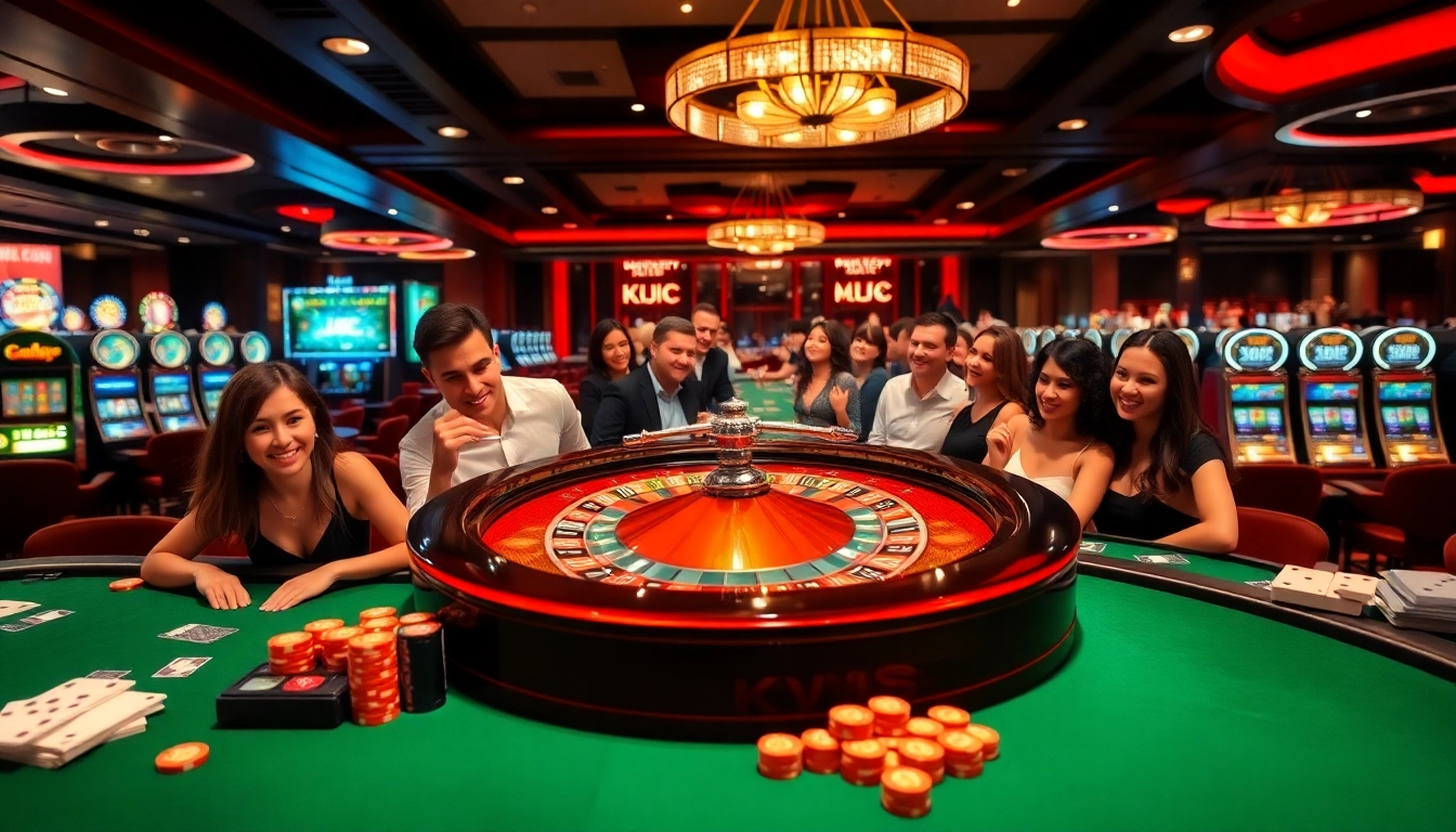 KJC players enjoying an exciting roulette game in a luxurious casino setting.