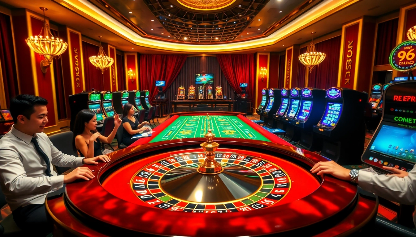 Players engaging in thrilling bets at https://9bet.com.de/ roulette table, highlighted with vibrant poker chips.