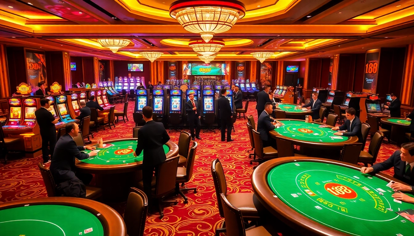 Join the excitement at ta88 with gamers enjoying high-stakes poker and vibrant slot machines.