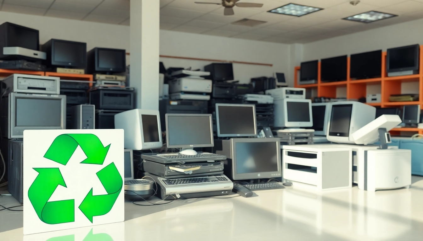 Efficient free computer disposal at a professional recycling center showcasing various electronics.