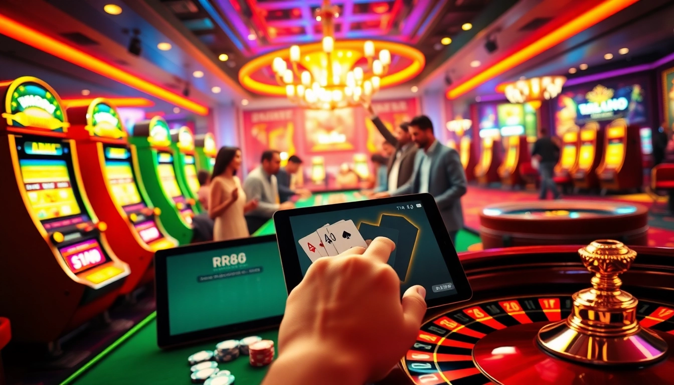 Engaging players enjoying high-stakes games at RR88 online casino with vibrant tables and exciting atmosphere.