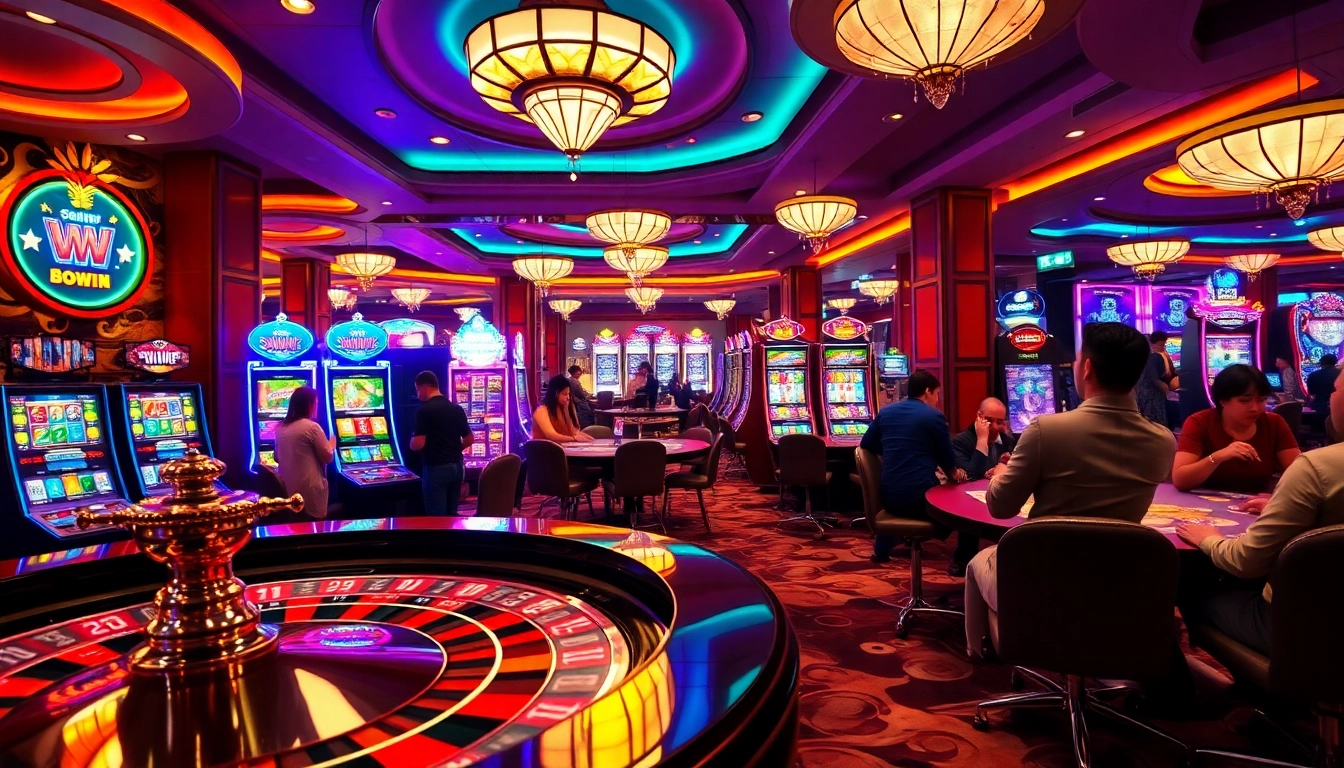 Experience thrilling wins at SUNWIN casino, featuring dynamic roulette wheels and vibrant slot machines.