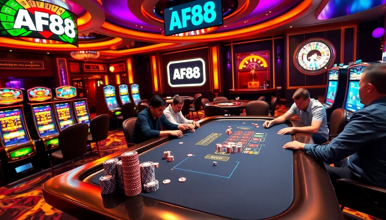 Experience excitement at AF88 with intense poker games and vibrant slot machines.