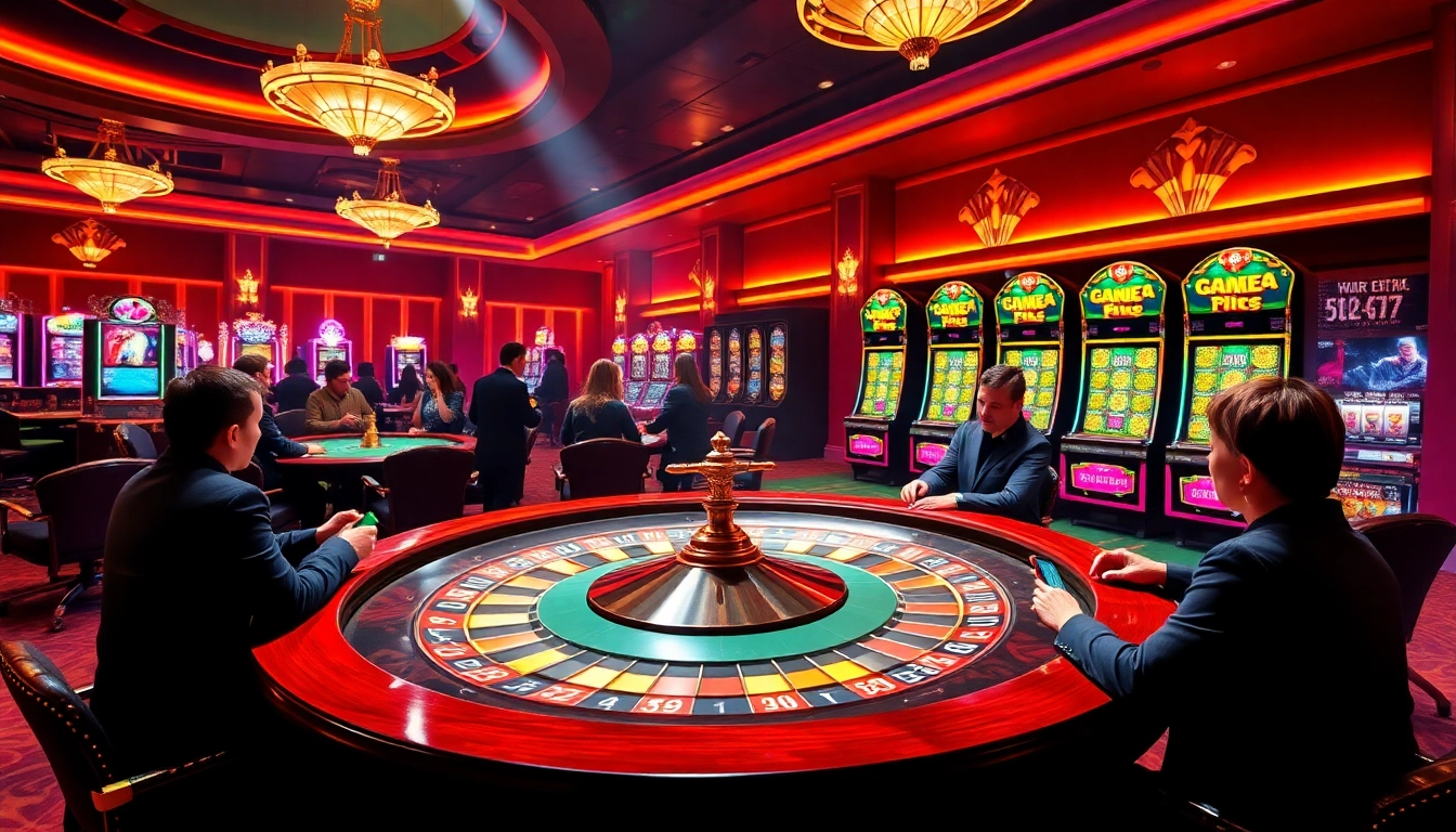 Experience the thrill of Game B66 at a luxurious casino table surrounded by excited players.