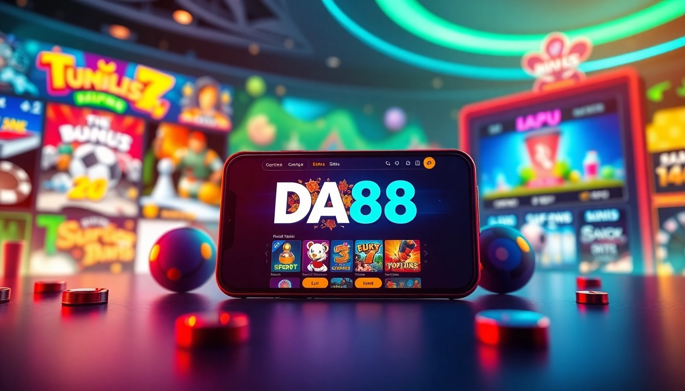 DA88 online gaming app interface showcasing exciting slot games and vibrant graphics.