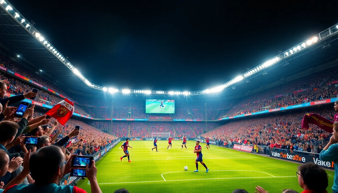 Experience the thrilling live football match streaming from https://vaoluoitv.it.com with vibrant colors and passionate fans.