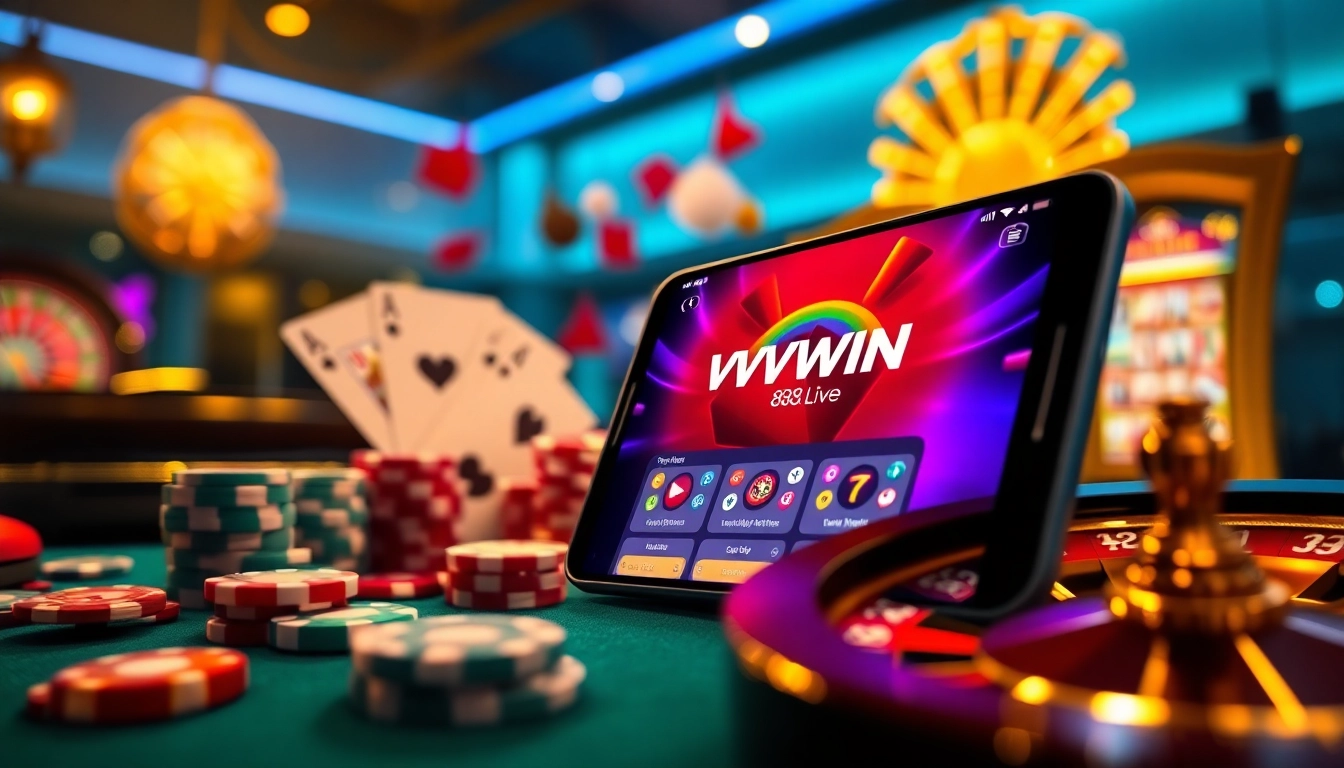 Discover the vibrant online gaming experience with vvvwin88.live on a sleek smartphone.