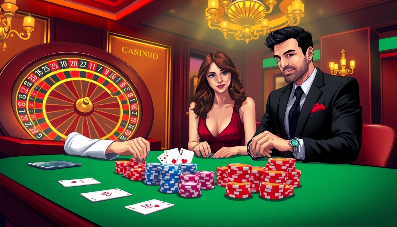 Exciting casino experience with 88i poker game, vibrant chips, and roulette wheel.