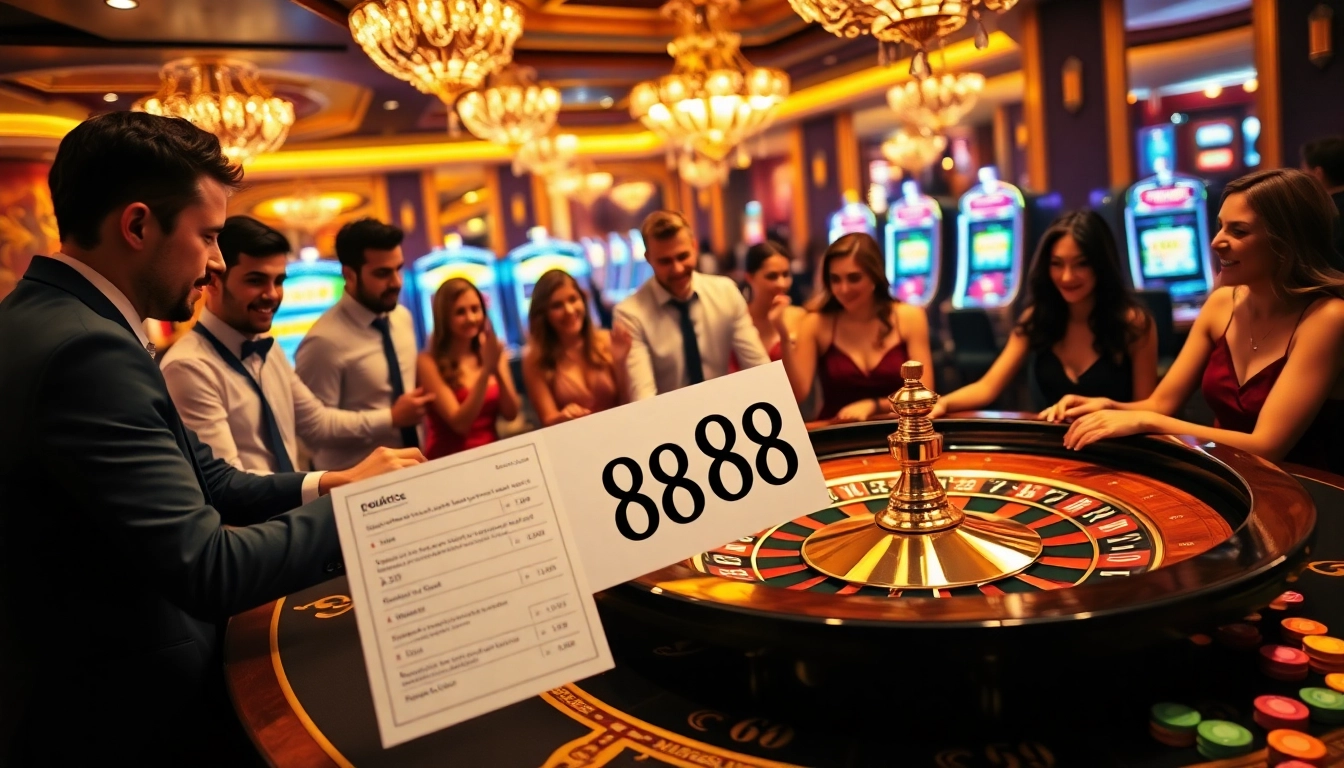 Join the excitement at the casino with players engaging in go 88 betting strategies around a roulette table.