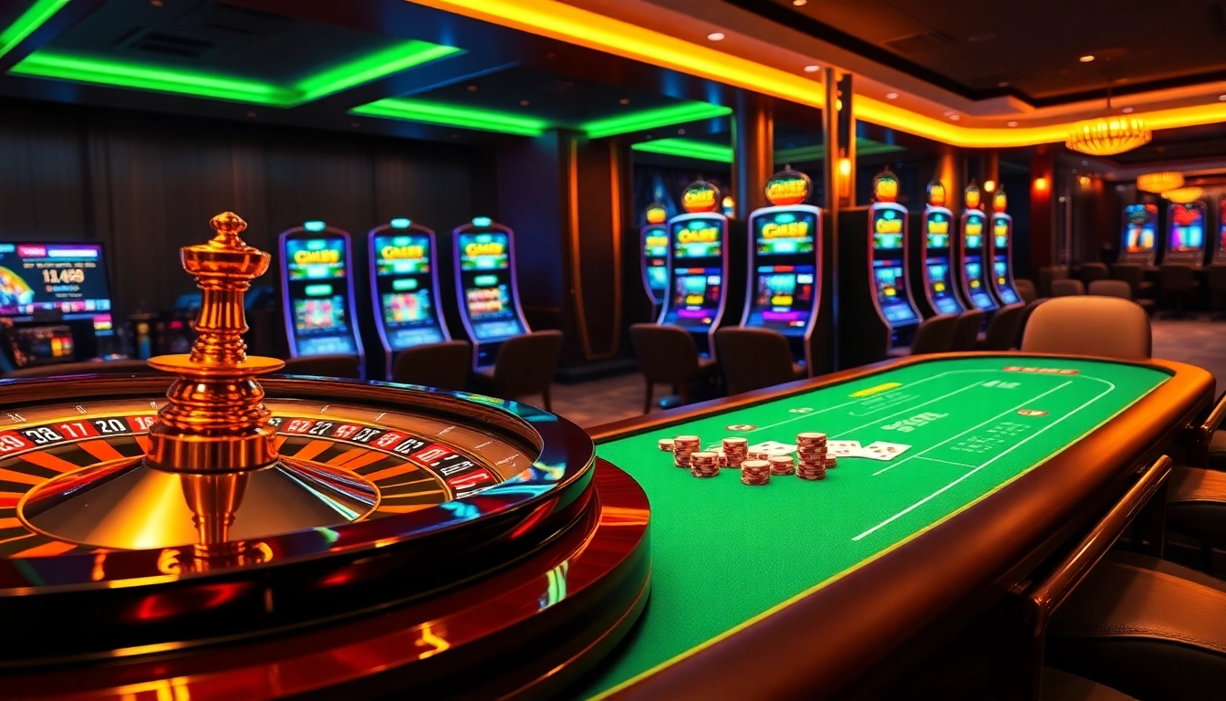 Players enjoying gk88 bet at a luxurious casino table with cards and chips