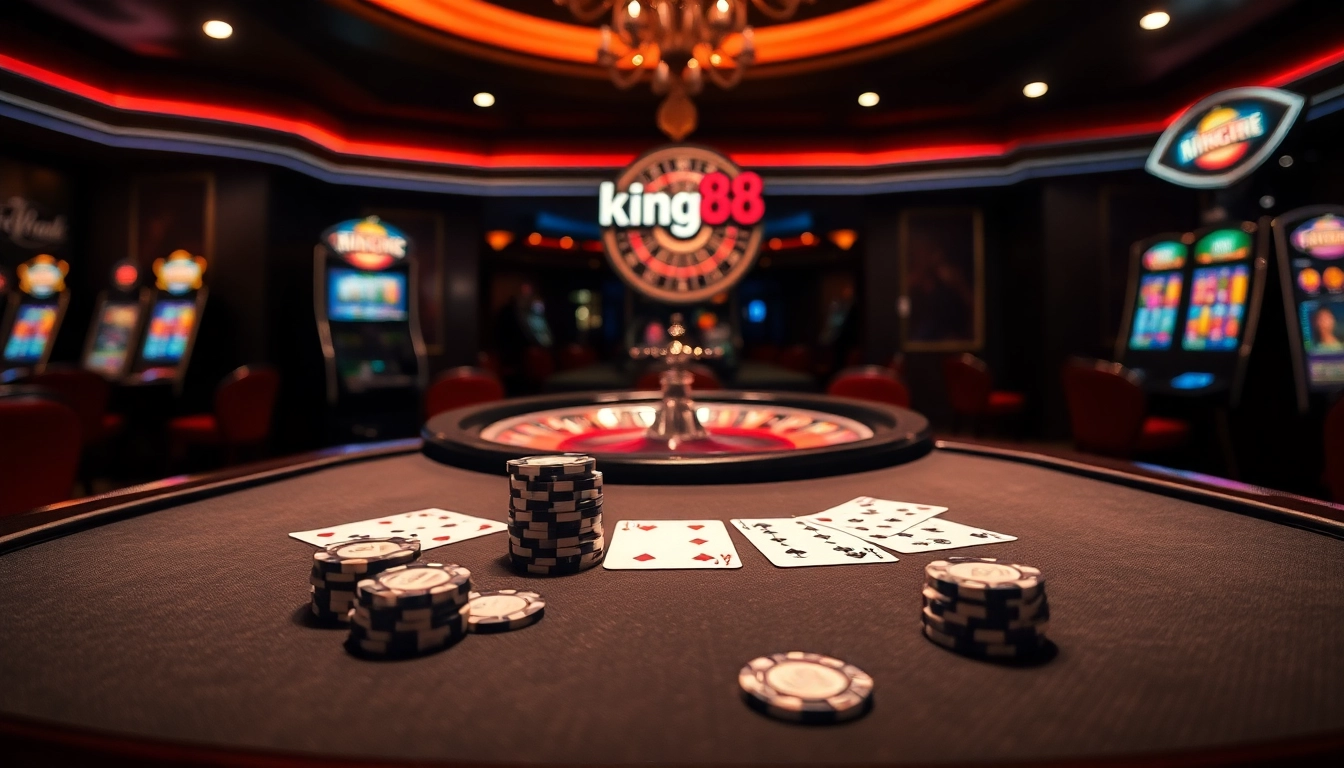 Experience the thrill of king88 with vibrant casino tables and engaging gaming interfaces.