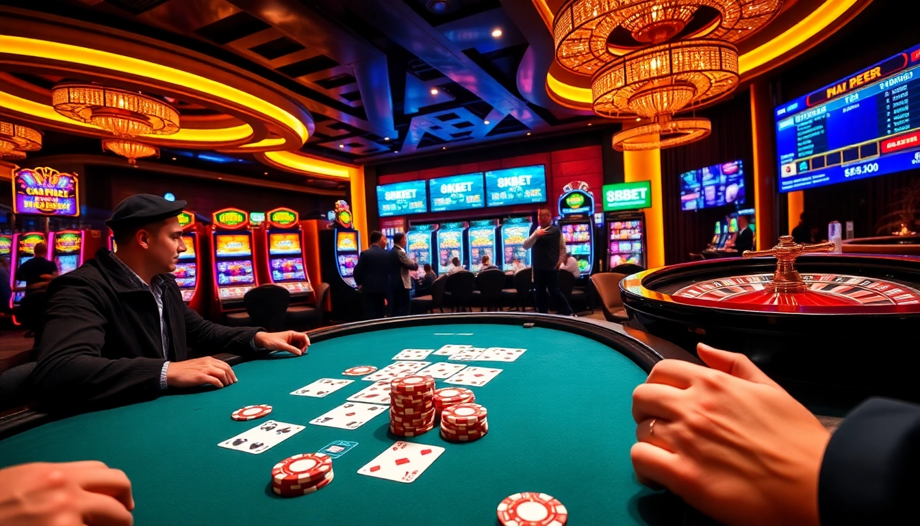 Experience the thrilling atmosphere of gambling at 8kbet with vibrant casino tables and live gaming action.