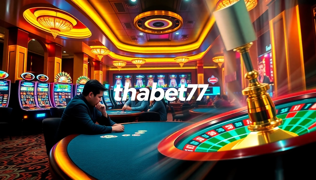 Experience exhilarating gameplay with thabet77 at a luxurious casino featuring poker, slots, and roulette.