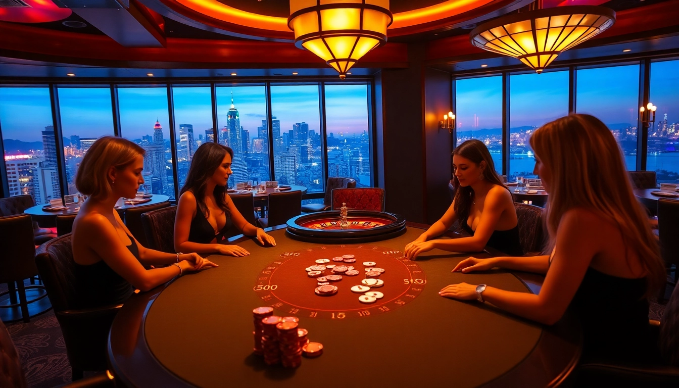 SODO casino scene with poker players strategizing around a luxurious table.