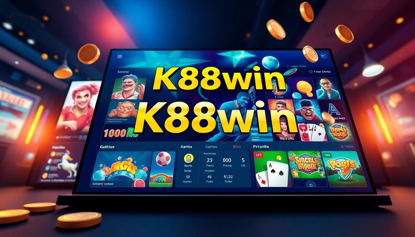 K88win online gaming platform interface with diverse game icons and modern design.