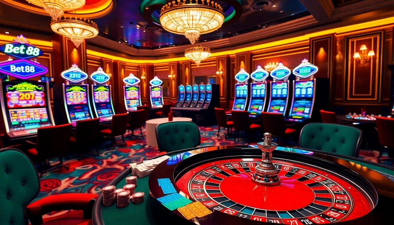 Experience thrilling moments at Bet88's vibrant casino featuring luxurious gaming tables and excitement.