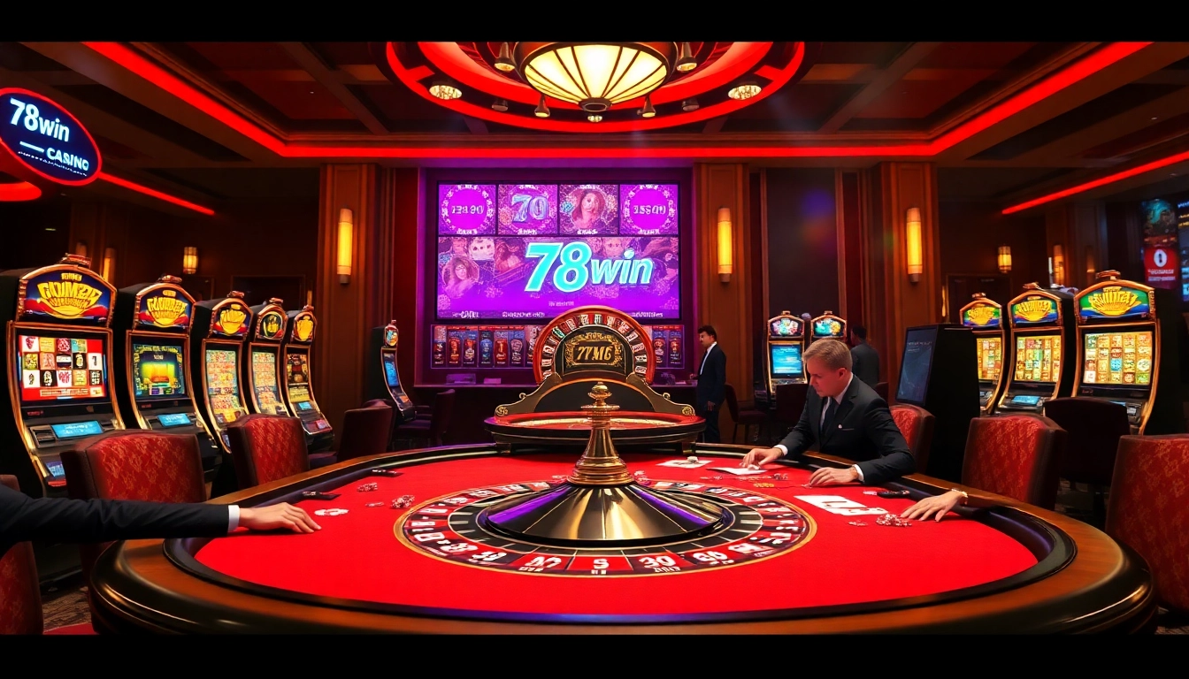 Experience the thrill of poker at 78win in a luxurious casino setting.