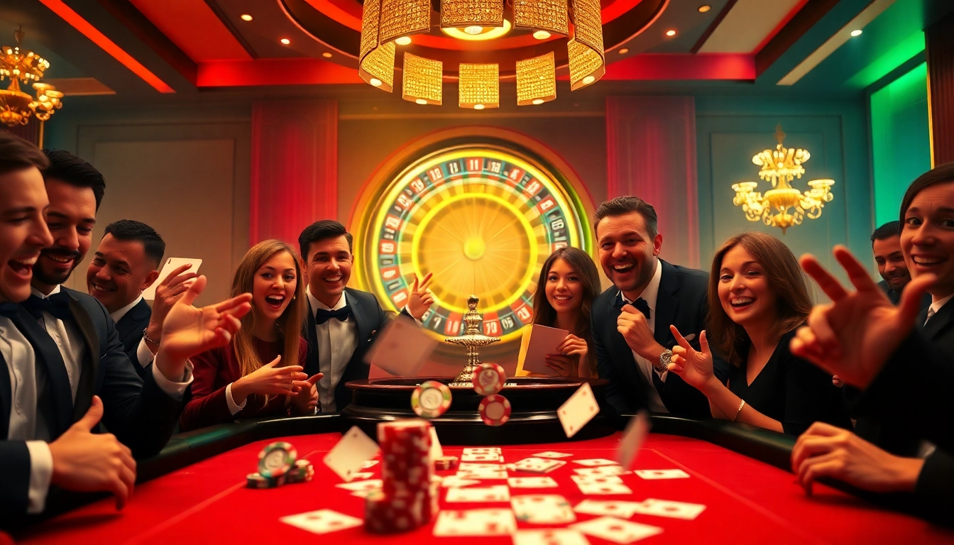 Kwin gaming scene with players at a luxury casino table, cards, and poker chips in action.