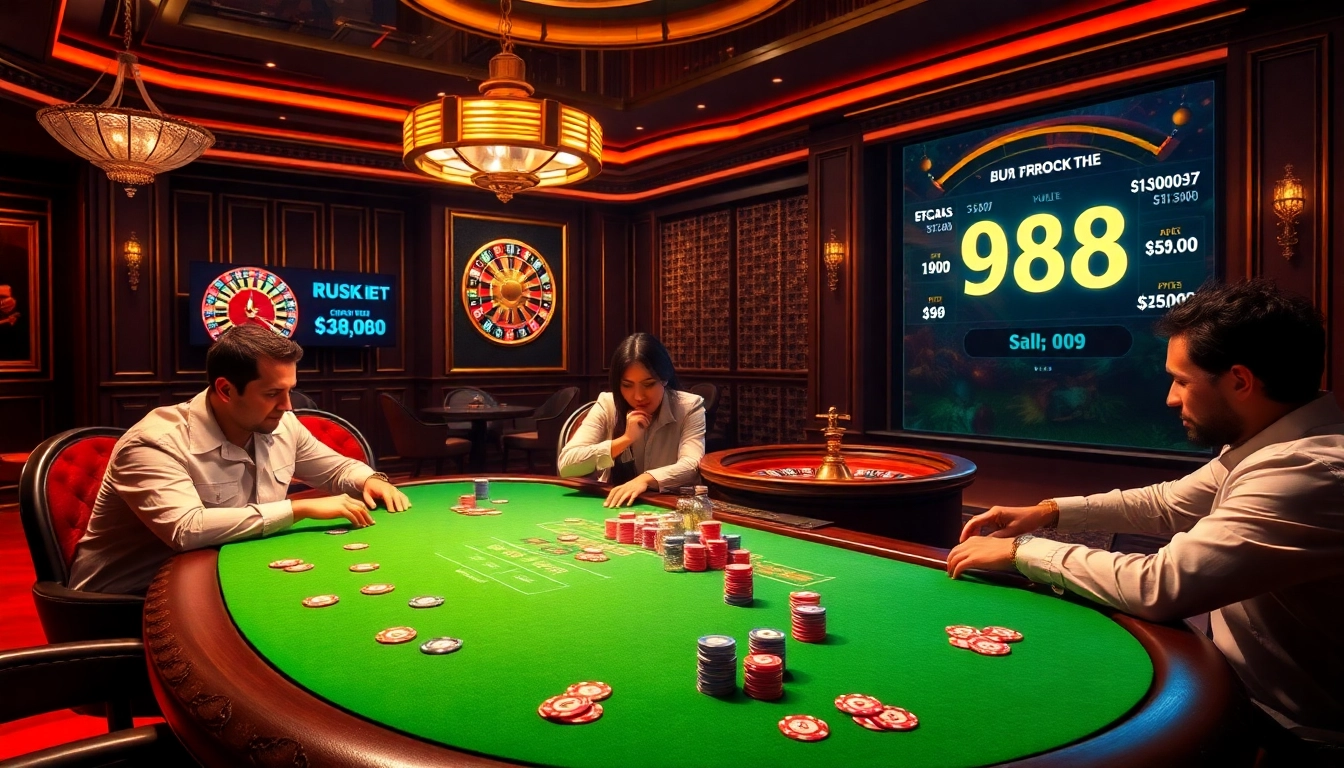 Players enjoying a thrilling poker game at a casino table incorporating 88i betting elements.