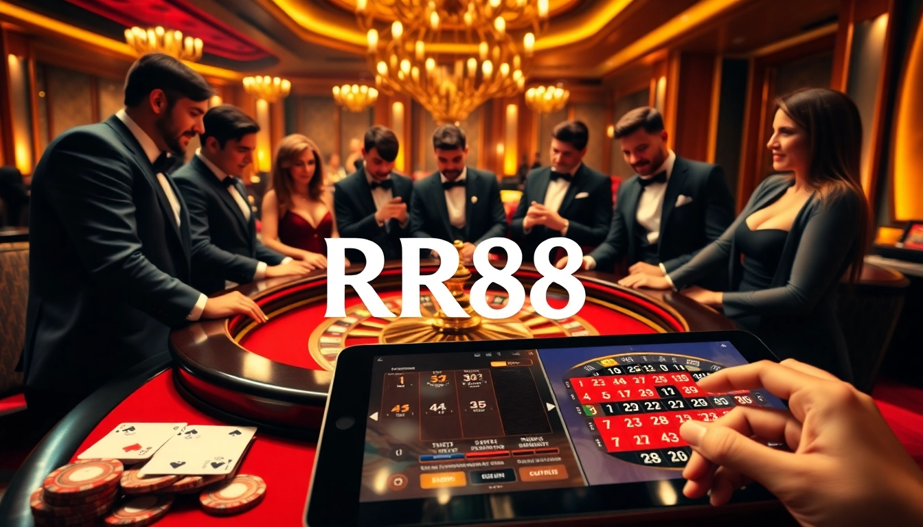 Players engaging in high-stakes roulette at RR88 casino, showcasing excitement and elegance in gambling.