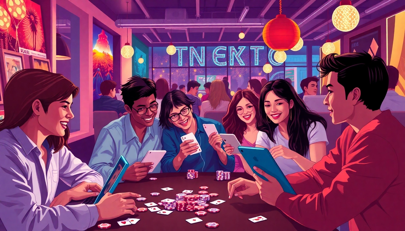 Exciting game night with young adults enjoying card games on topgamebaidoithuong.mx