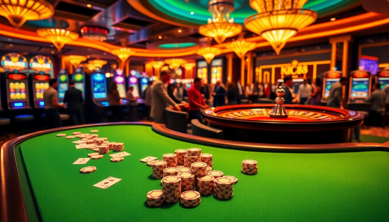 Experience the thrill of King 88 with vibrant poker chips and casino tables.