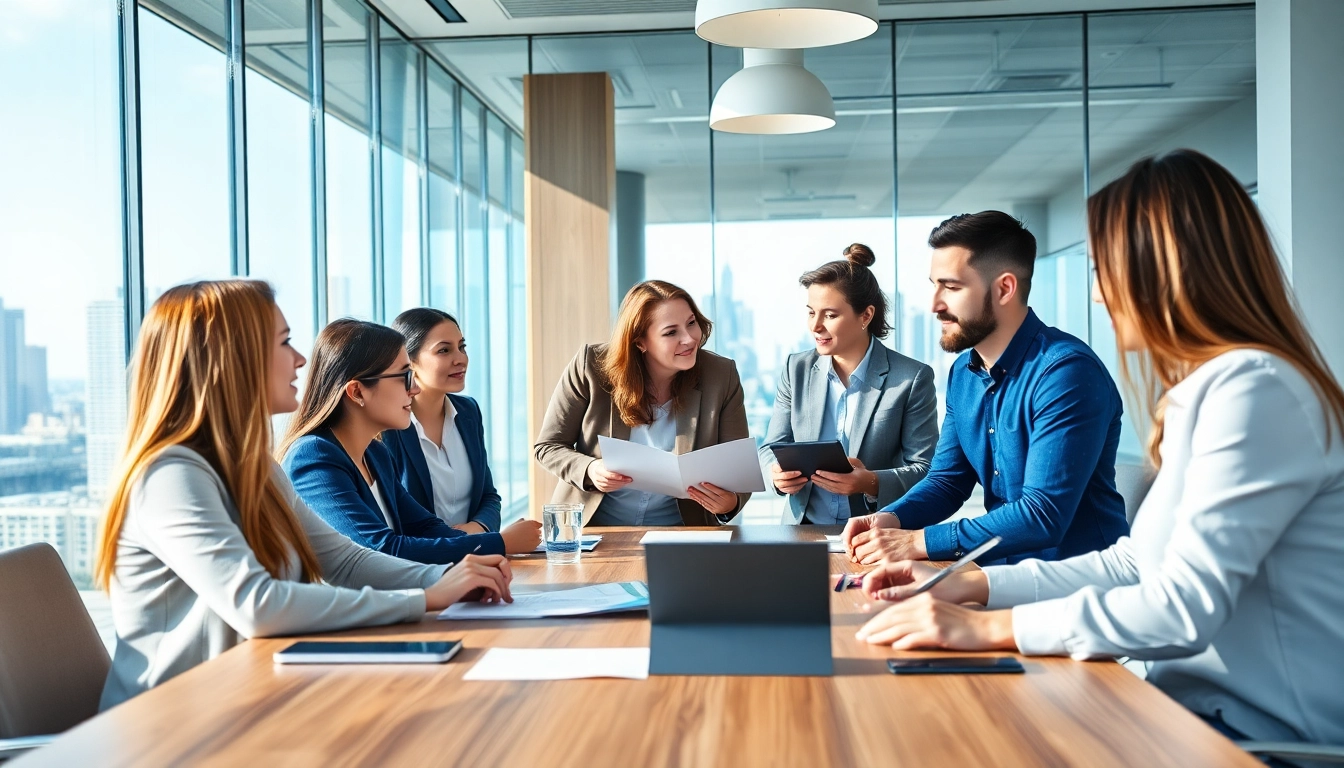 Engage with effective marketing and consultancy strategies in a collaborative office environment.