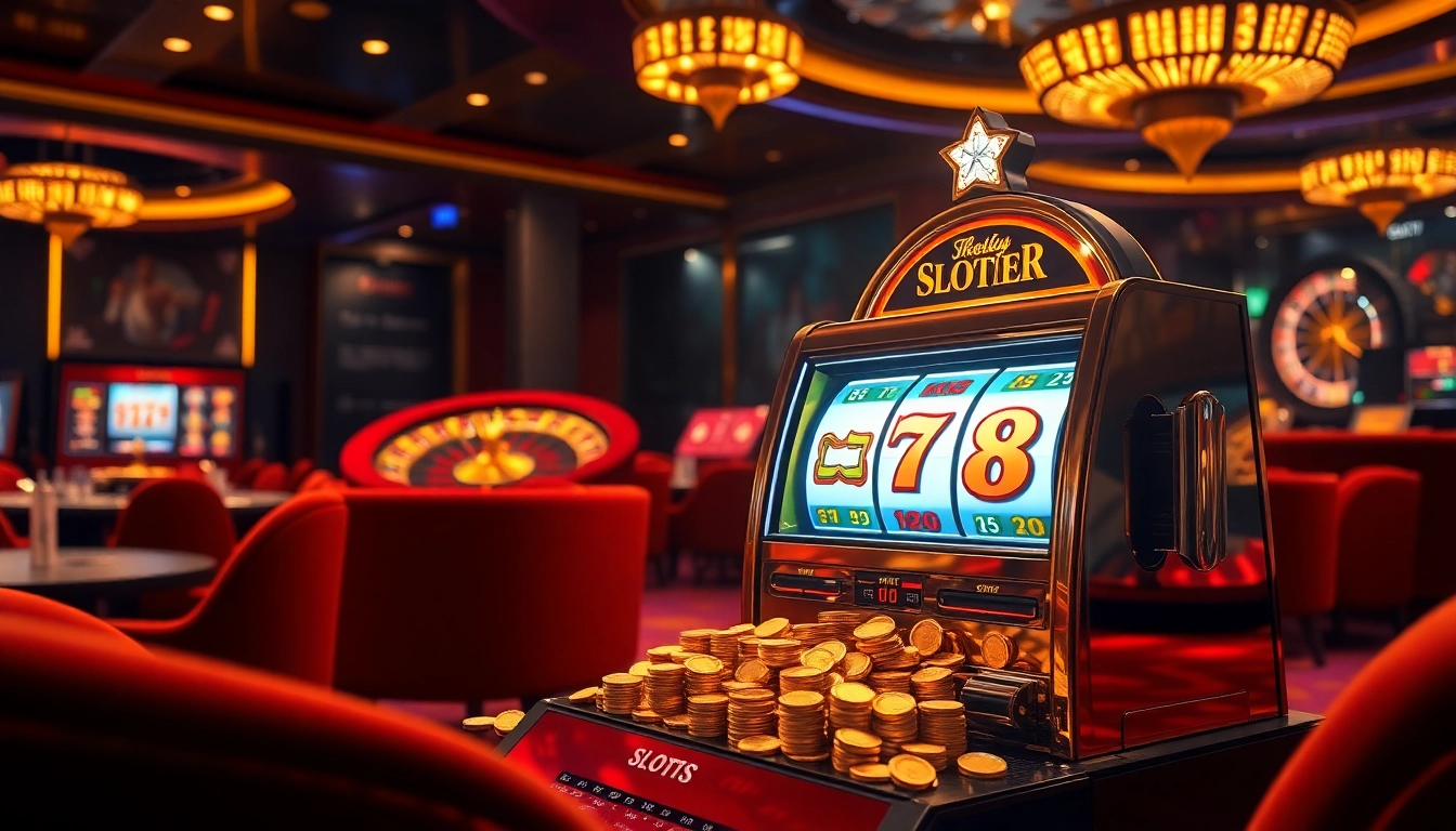 Spin the SLOTS8 slot machine to win stunning cash prizes in this luxurious casino setting.