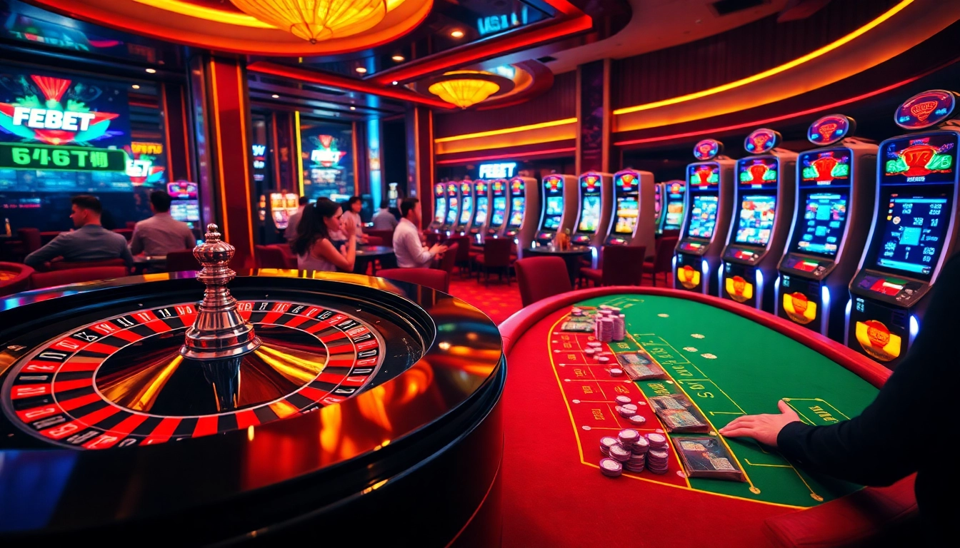 Experience the excitement of FEBET at a luxurious casino with vibrant games and lively players.