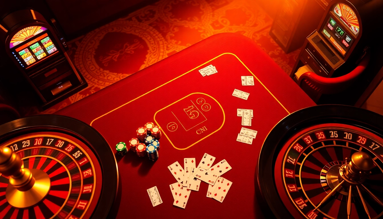 Experience the excitement of luckywin lottery with vibrant casino elements like roulette wheels and poker chips.