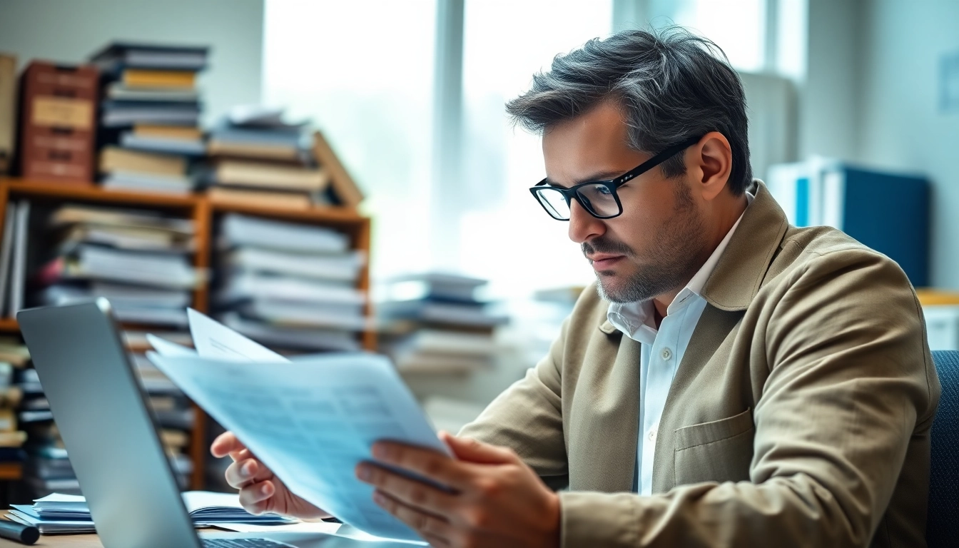 Investigating insurance fraud investigations carefully in a professional office setting.