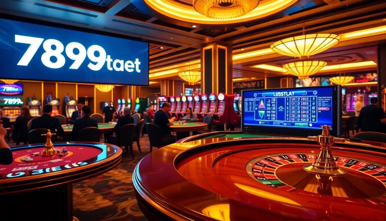 Experience excitement at 789bet with luxurious casino tables and vibrant slot machines.