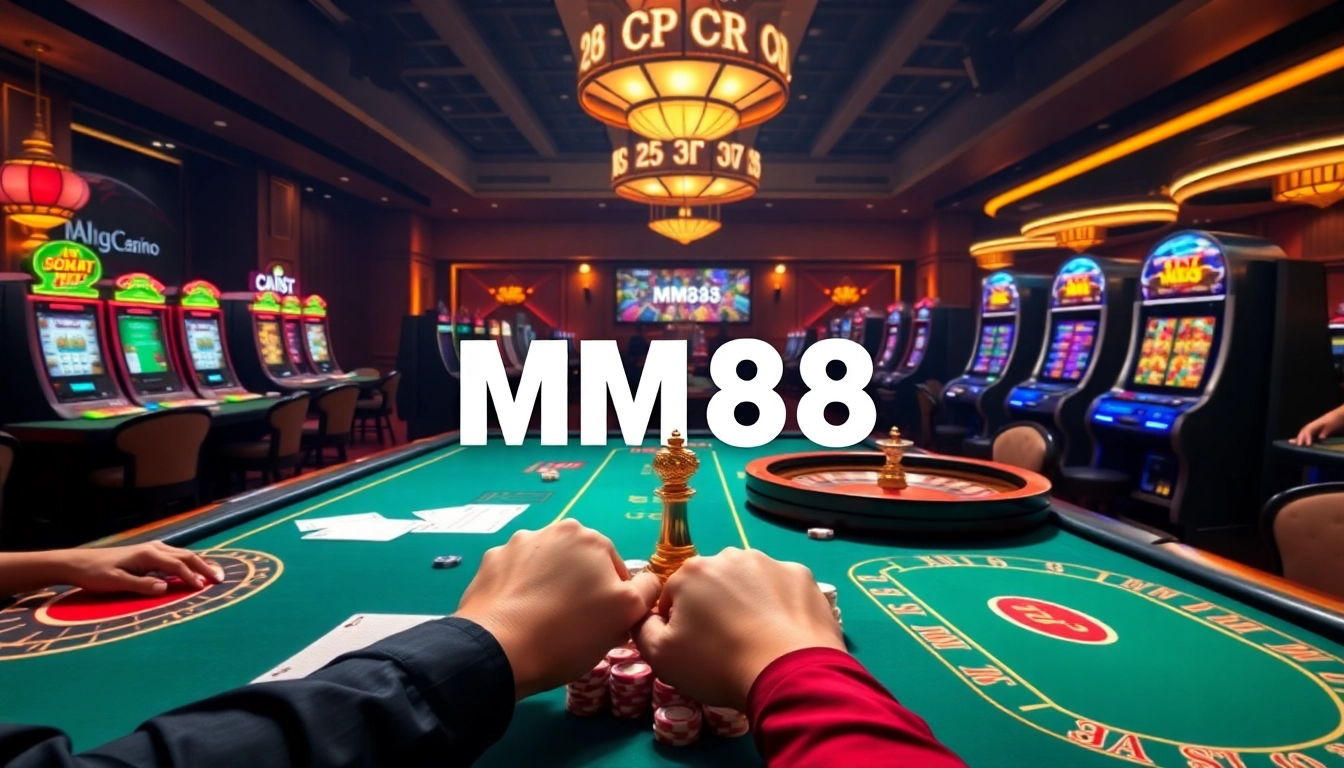 Experience the excitement of gambling at MM88 with vibrant casino visuals and online betting.