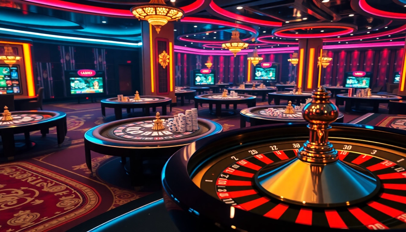 S8 casino scene showcasing vibrant poker chips and roulette excitement with gambling tables.