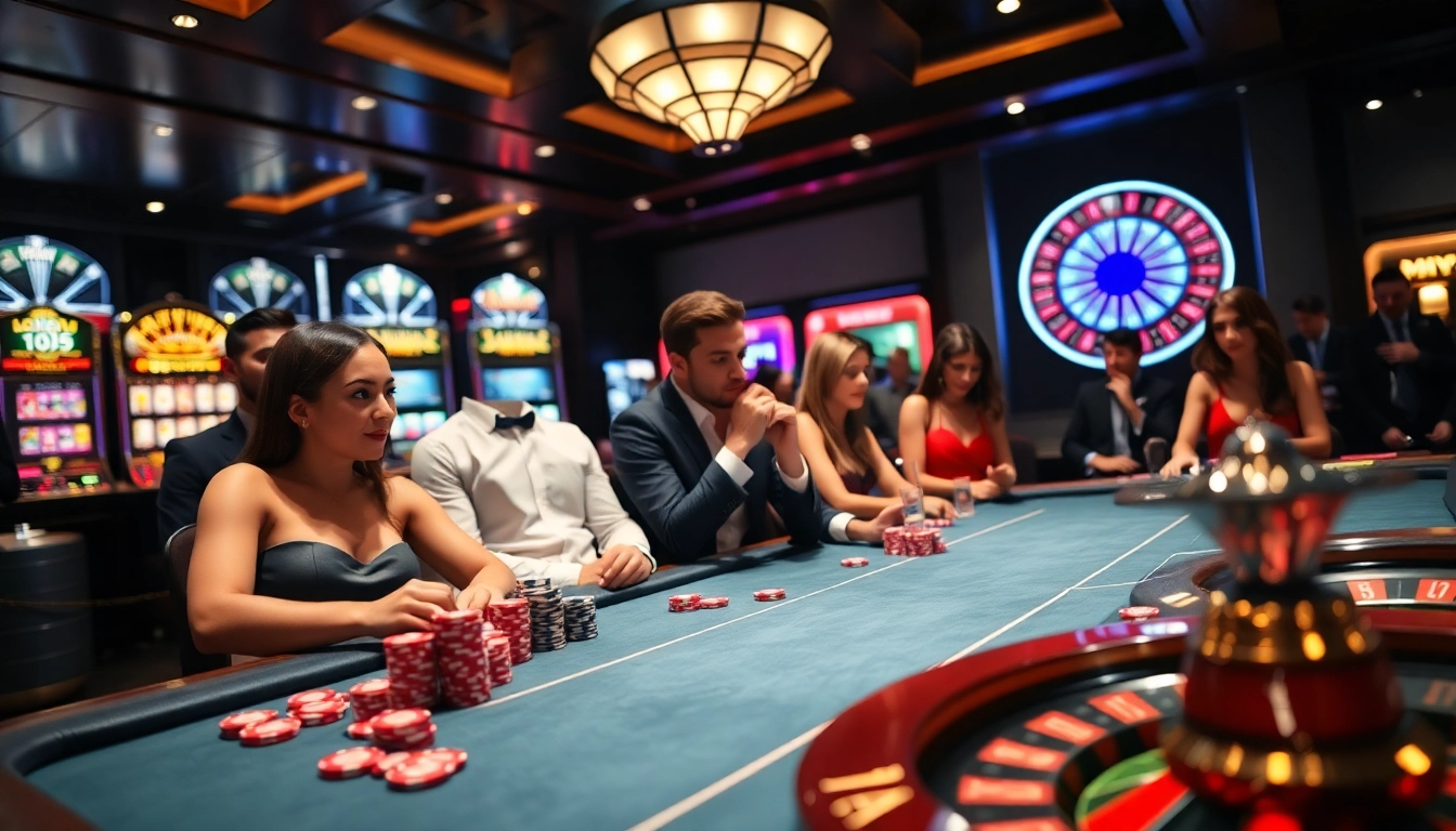 Engaging gameplay at S8 casino with vibrant slot machines and intense players.