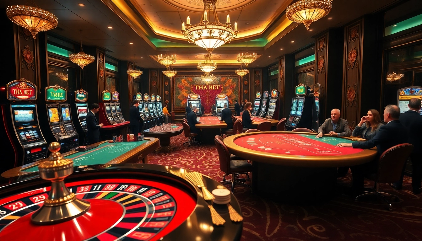 Experience the excitement of gambling at THA BET casino with vibrant gaming tables and luxury ambiance.