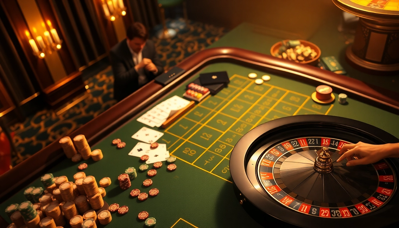The excitement of a casino experience highlights intense betting moments at tables, showcasing ok strategies for players.