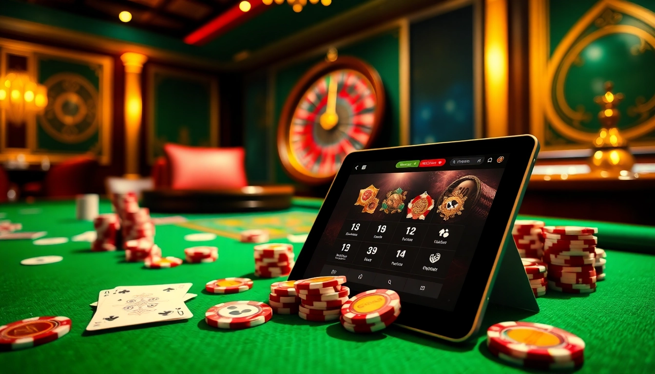 Experience the thrill of casino gaming at ma66.date with luxurious tables and vibrant poker chips.