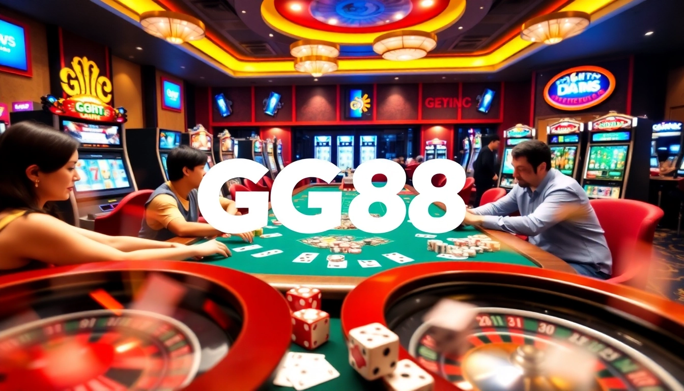 Engage in thrilling poker action at GG88 with vibrant casino elements and dazzling visuals.
